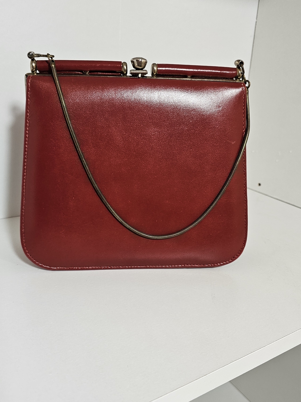 Classic Brick Red Leather Top-Handle Women's Bag